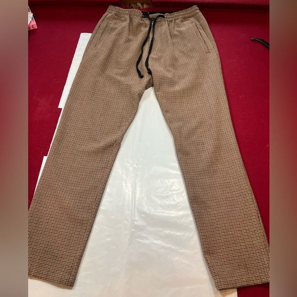 DRYKORN houndstooth Brown Black JEGER pants Stretch zip Up Tie Waist joggers 34 - Picture 16 of 16